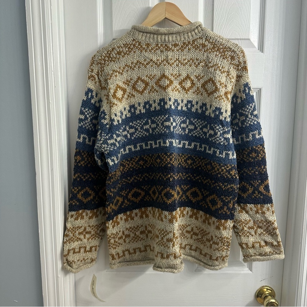 Vintage Men’s Sweater Pullover Crewneck Knit Grandpa Fair Isle Size Medium New - Picture 4 of 6